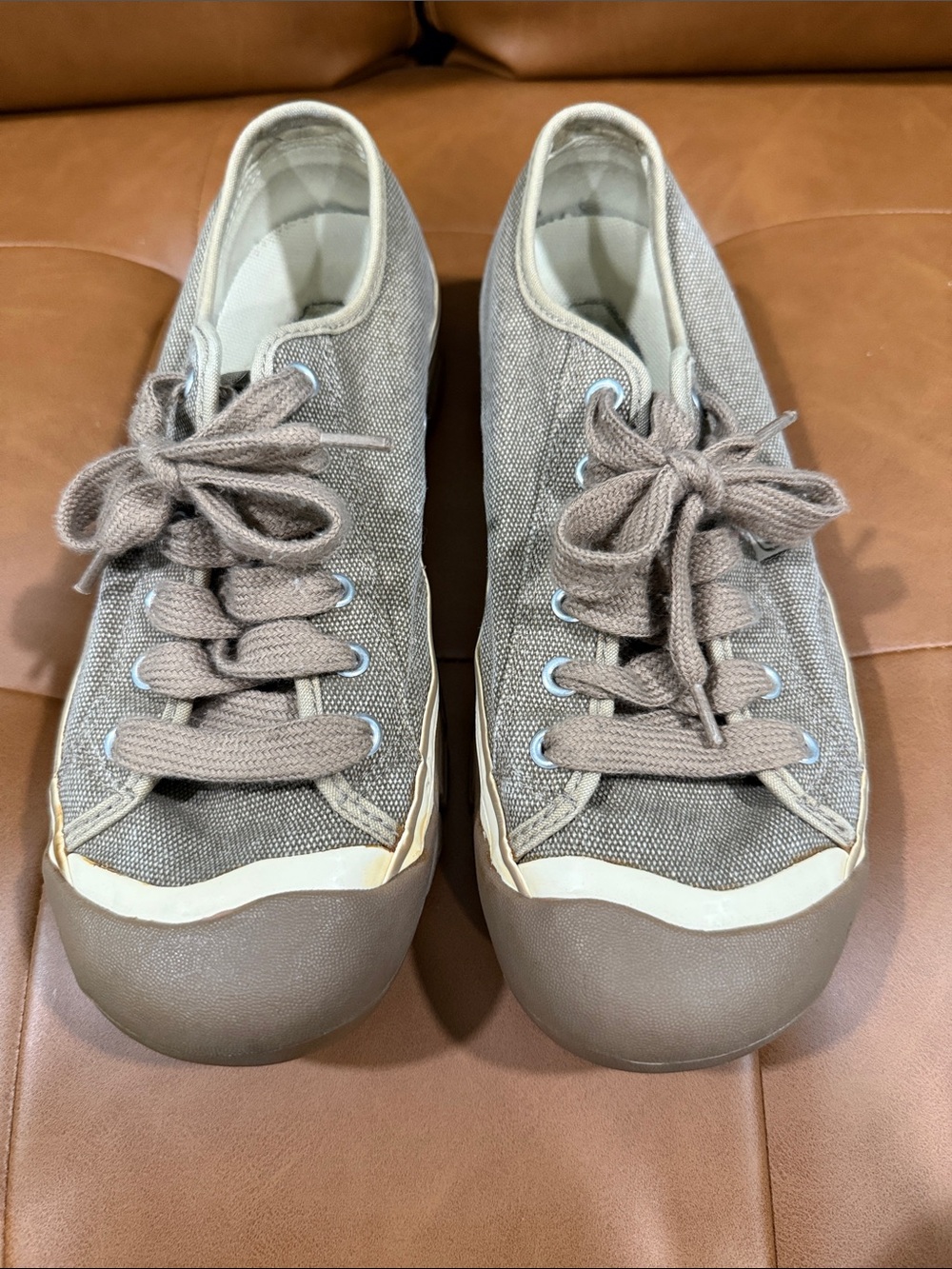 Keen Women's Taupe Canvas Lace-Up Sneakers